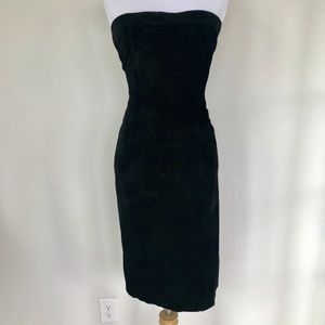 Theory Leather Suede Strapless Midi Dress Size 4